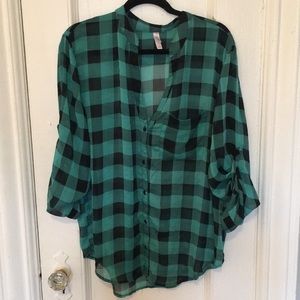 Sheer plaid shirt